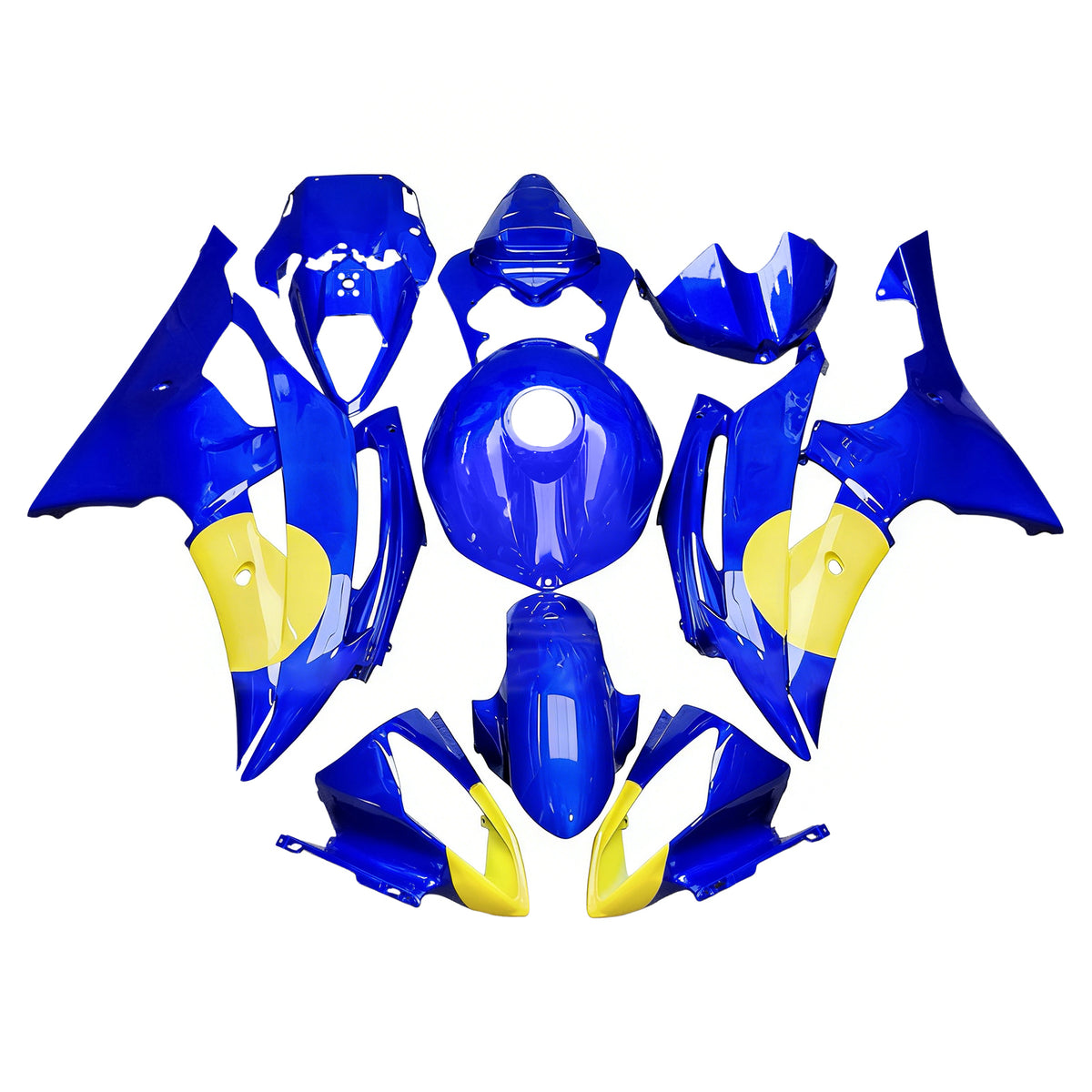 Amotopart 2008-2016 Yamaha YZF-R6 Yellow Blue White Fairing Kit