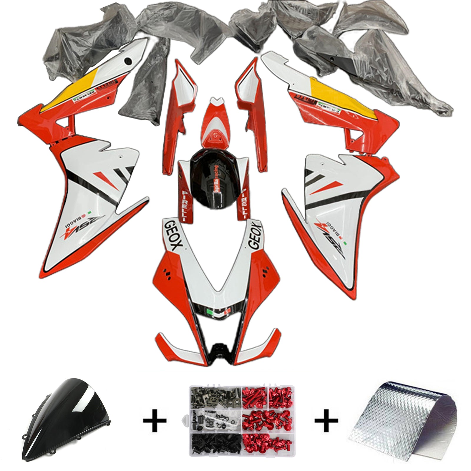 Kit carena Amotopart 2009-2015 RSV4 1000 Aprilia White&amp;Red Style6