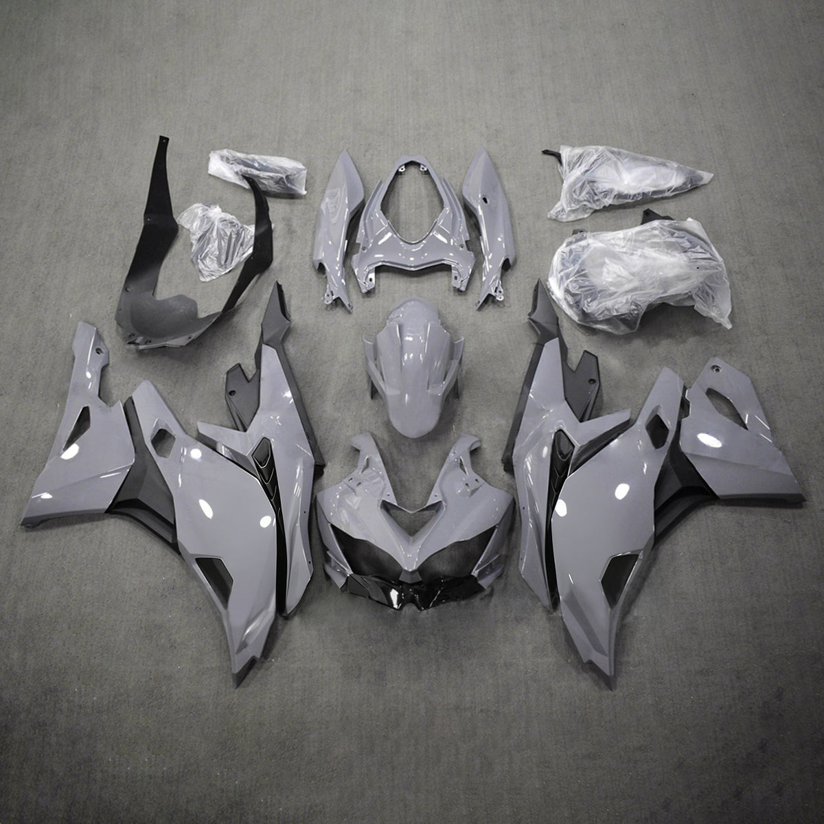 Amotopart 2019-2026 Kawasaki Ninja ZX-25R ZX-4R ZX-4RR Kit de carénage noir gris