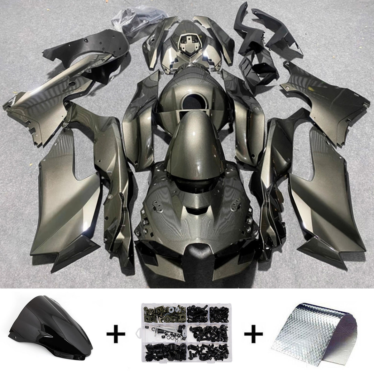 Amotopart 2021-2025 Kawasaki ZX-10R ZX-10RR Grå sort kåbesæt