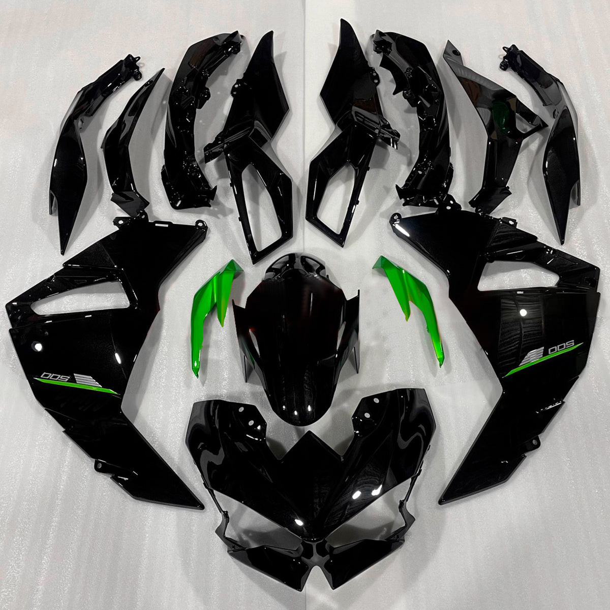 Amotopart 2024-2026 Kawasaki Ninja 500 Black Grey Fairing Kit