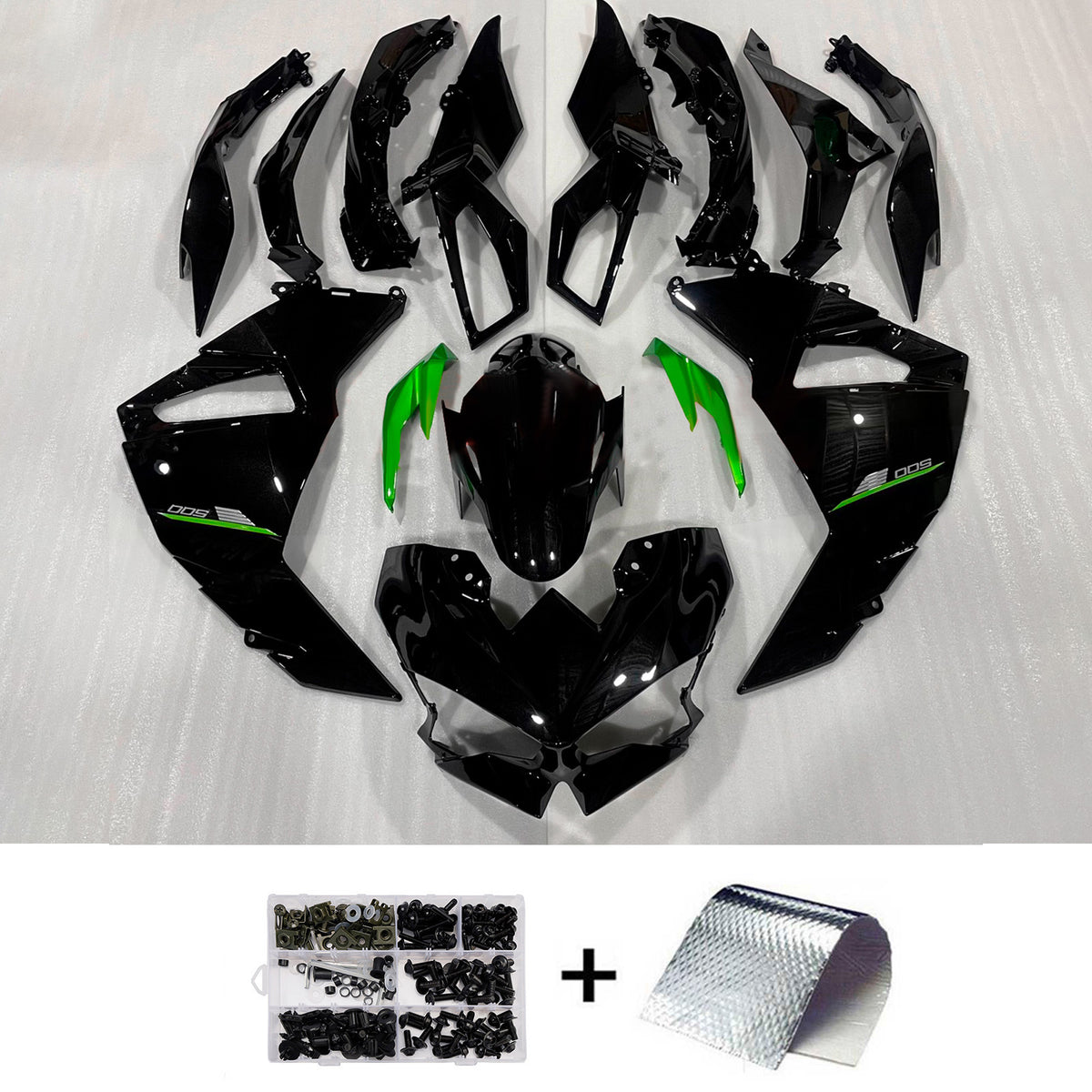 Amotopart 2024-2026 Kawasaki Ninja 500 Black Grey Fairing Kit