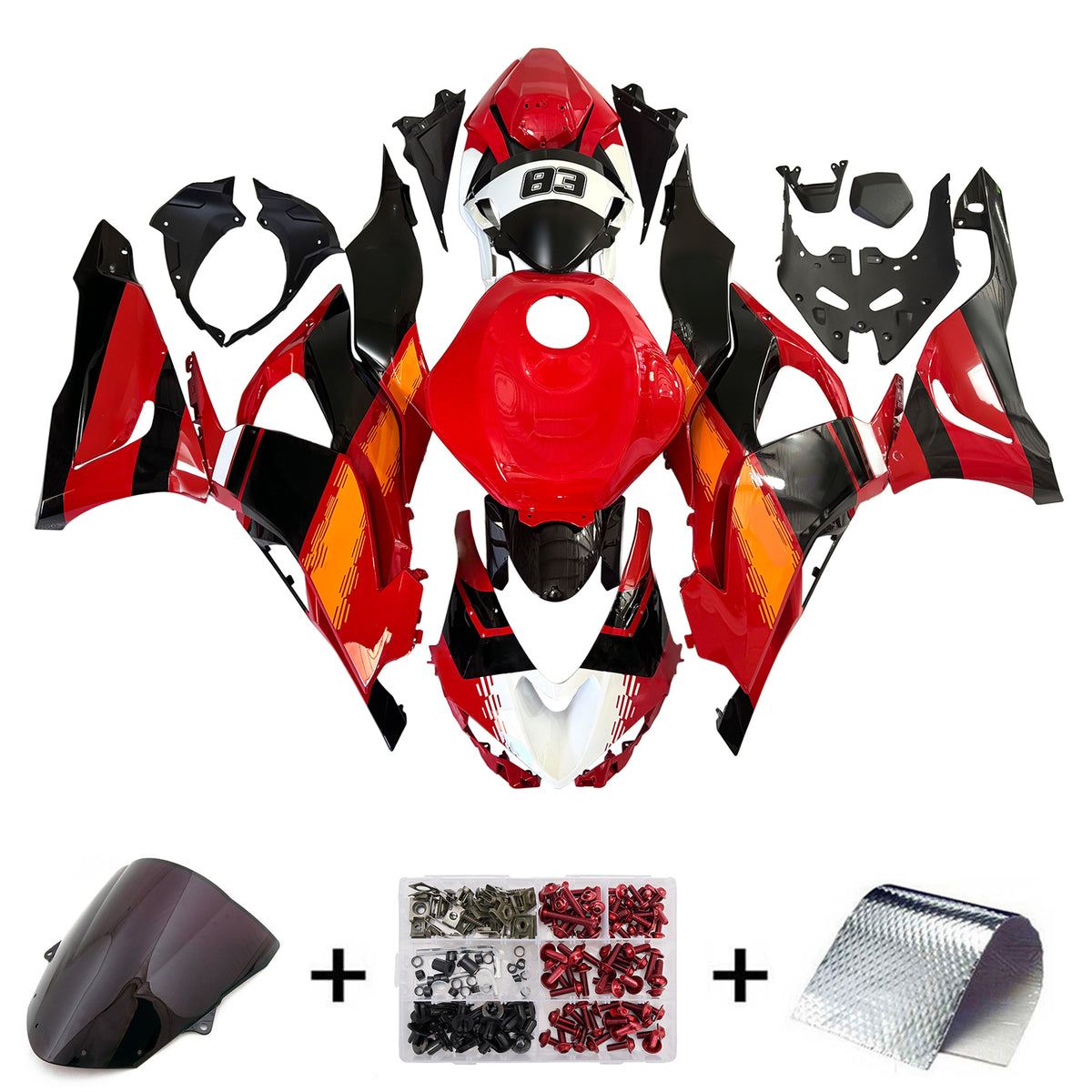 Amotopart 2024-2026 Kawasaki ZX-6R Black Red White Fairing Kit