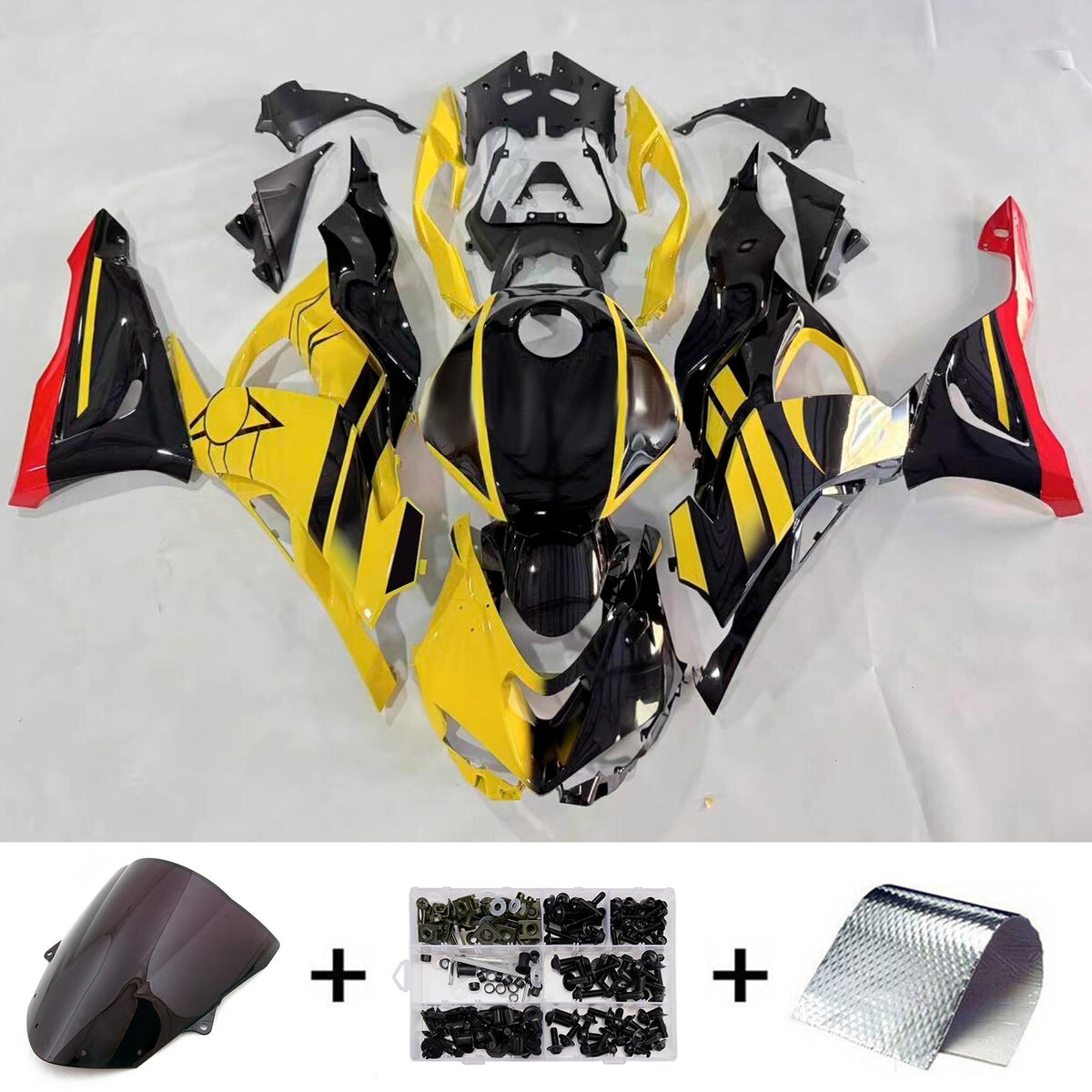 Amotopart 2024-2026 Kawasaki ZX-6R Black Gray Yellow Fairing Kit