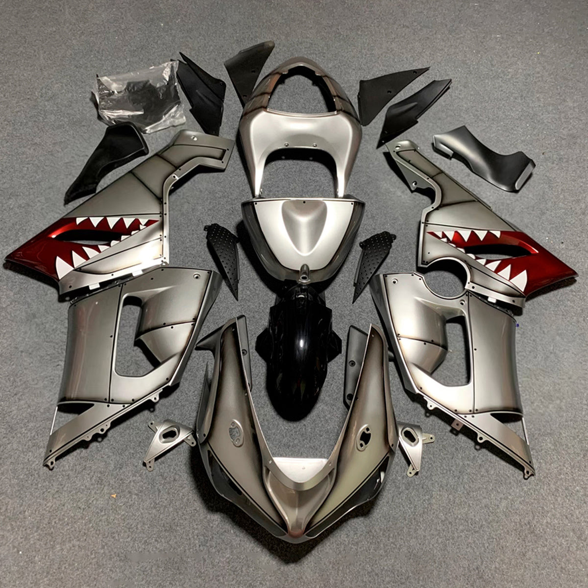 Amotopart 2005-2006 Kawasaki ZX-6R 636 Gray Black Gold Fairing Kit