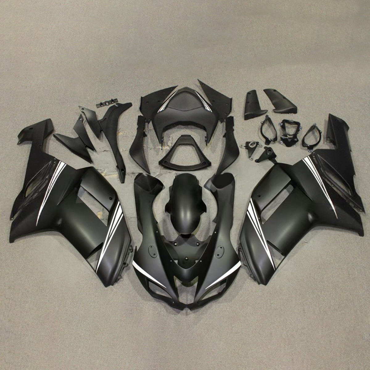Amotopart 2007-2008 Kawasaki ZX-6R 636 grå svart kåpa