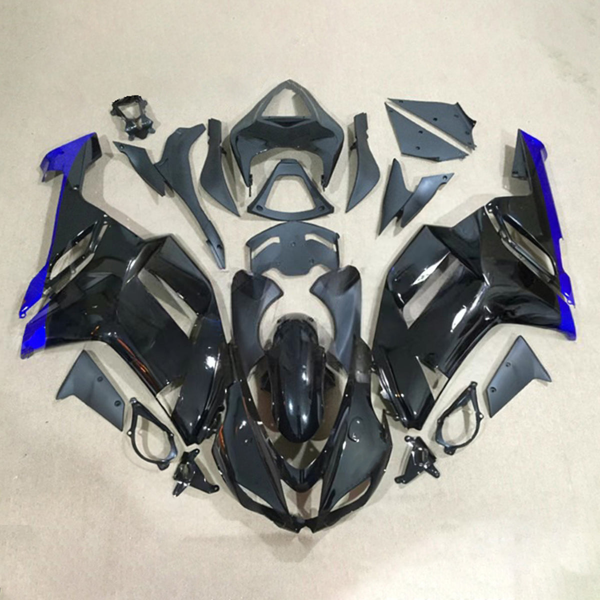 Amotopart 2007-2008 Kawasaki ZX-6R 636 Black Gray Fairing Kit