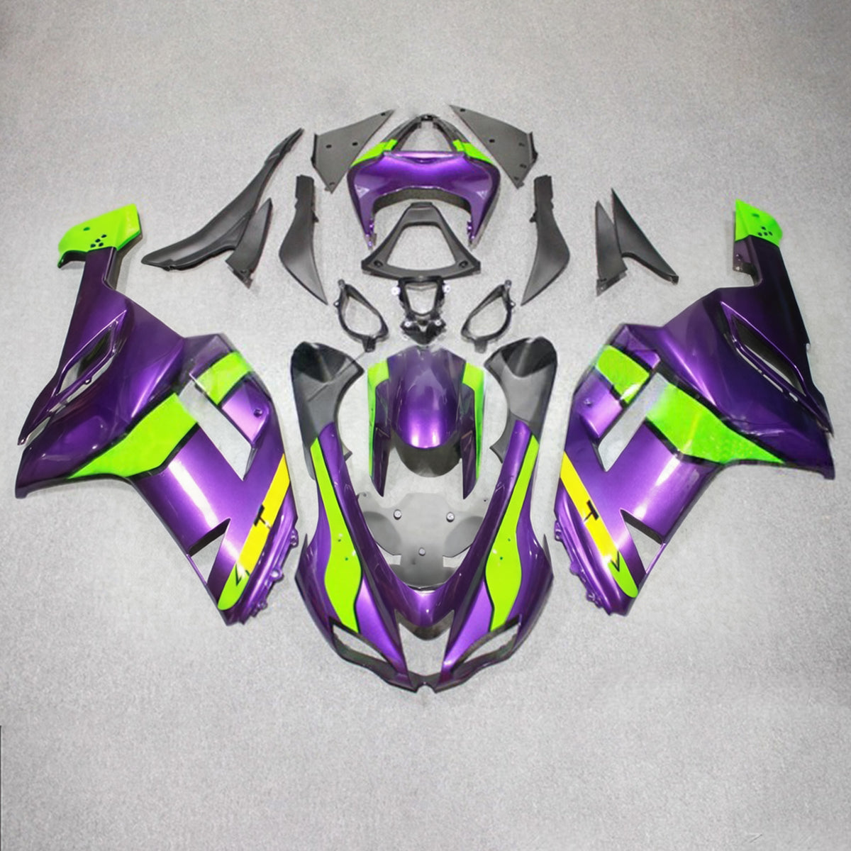 Amotopart 2007-2008 Kawasaki ZX-6R 636 Black Purple Gray Fairing Kit