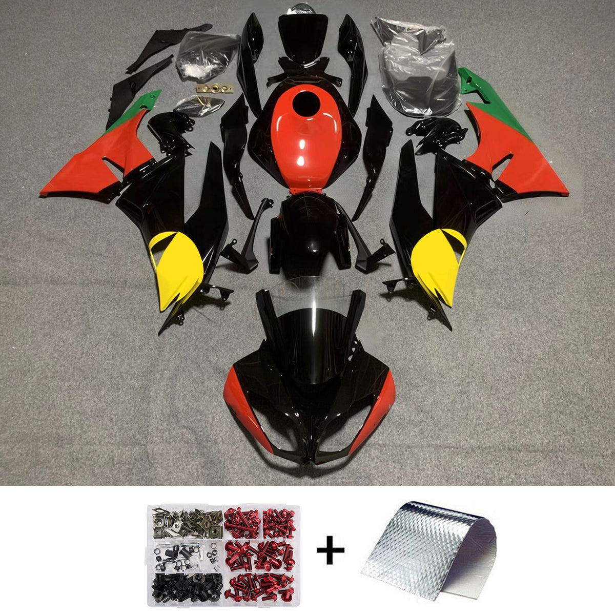 Amotopart 2009-2012 Kawasaki ZX-6R 636 Black Red Fairing Kit