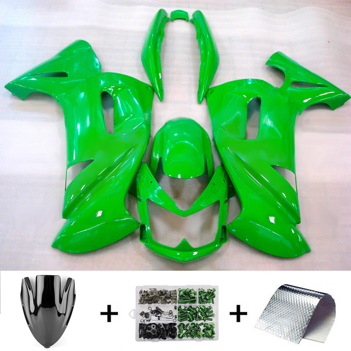 Amotopart 2006-2008 Kawasaki Ninja 650 ER-6F EX650 Szary Czarny Zielony Zestaw owiewki