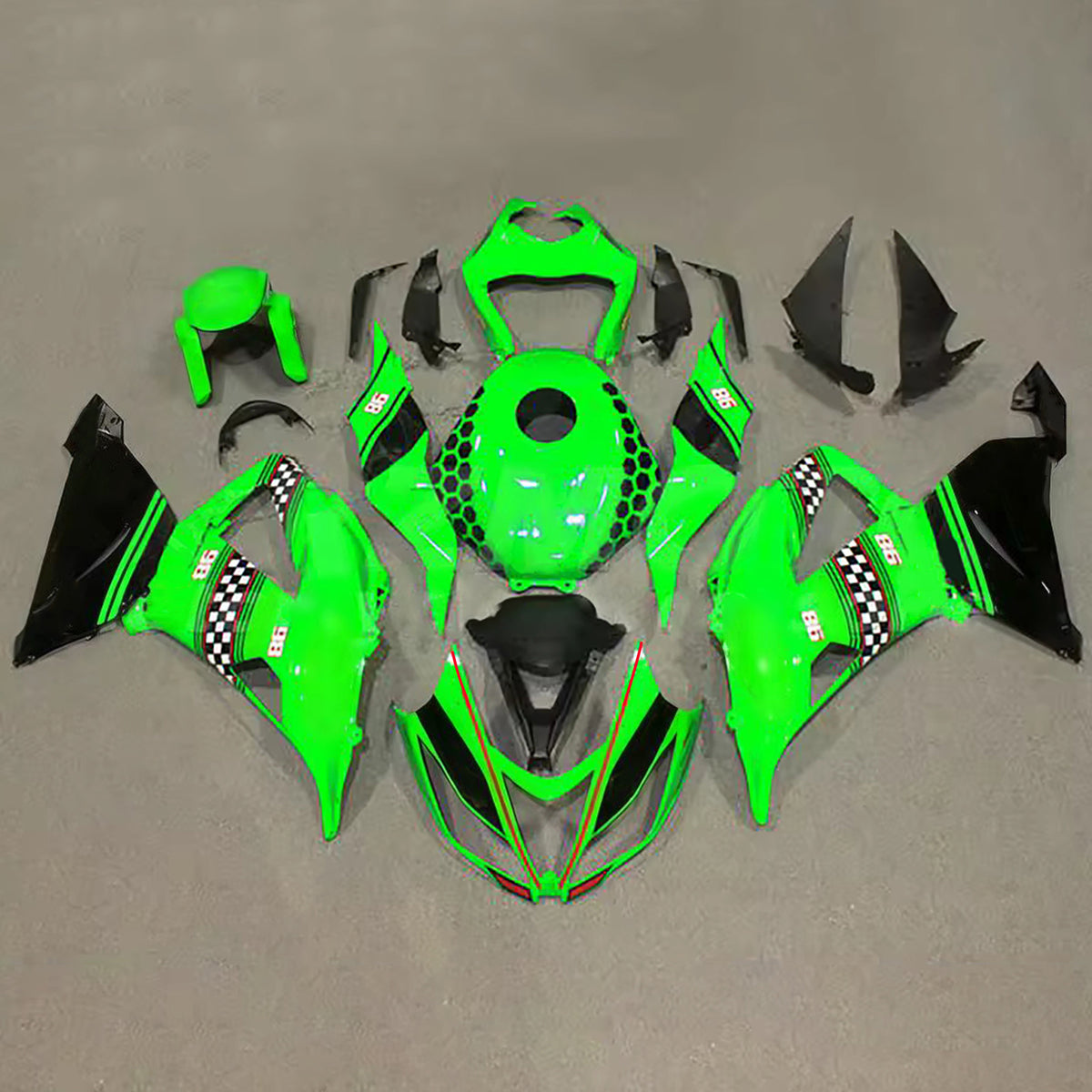 Amotopart 2013-2018 Kawasaki ZX-6R 636 Green Black Fairing Kit