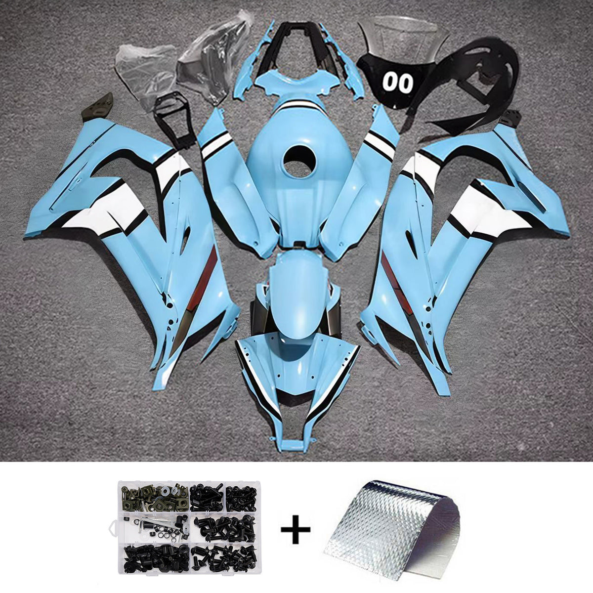 Amotopart 2011–2015 Kawasaki ZX-10R Grau Schwarz Blau Verkleidungsset