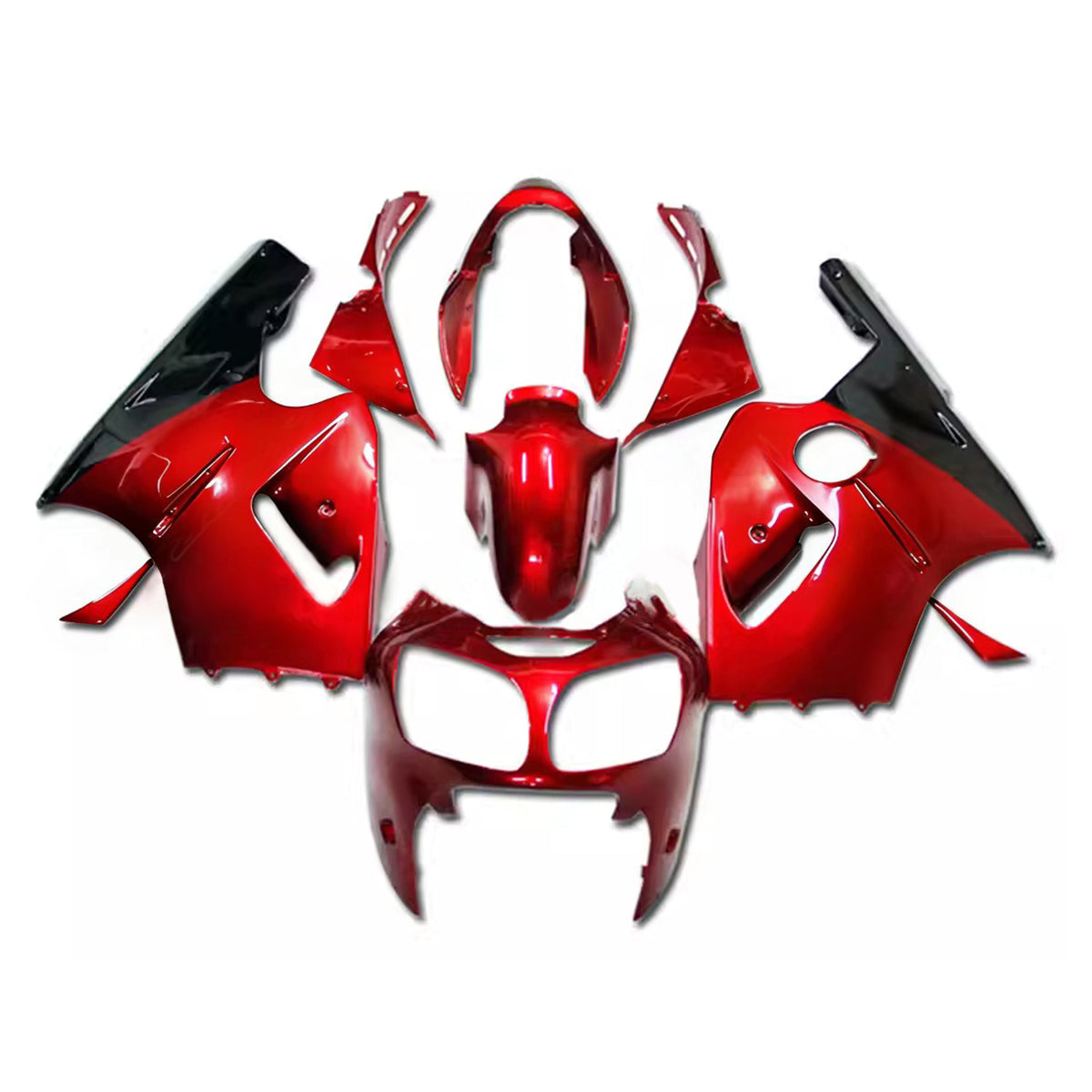 Amotopart 2000-2001 Kawasaki ZX-12R Black Red Fairing Kit