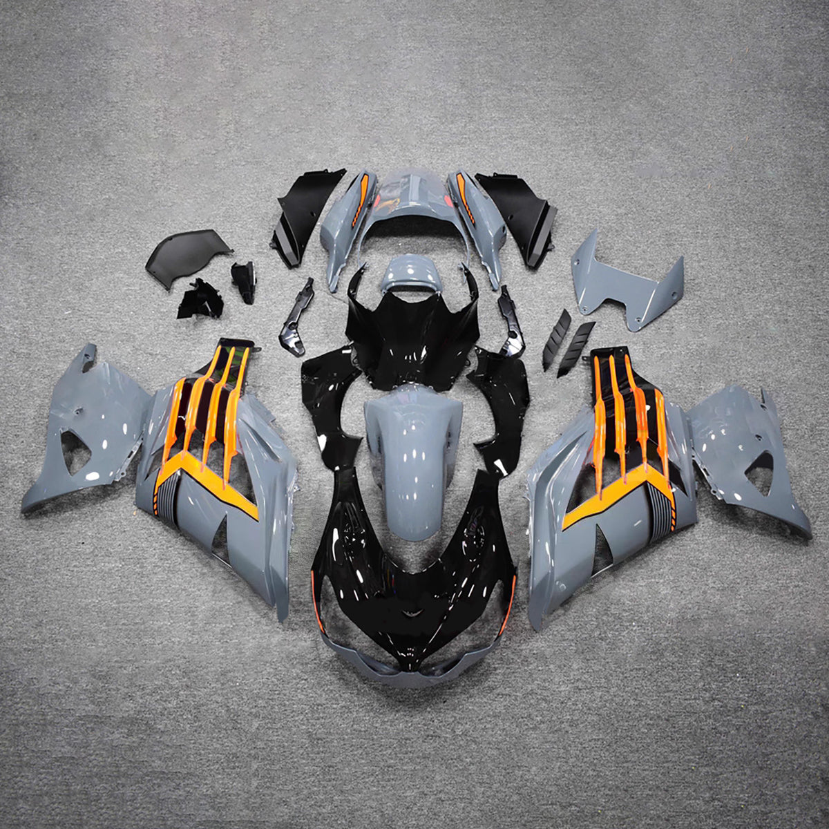 Amotopart 2012-2026 Kawasaki ZX-14R ZZR1400 Black Orange Gray Fairing Kit