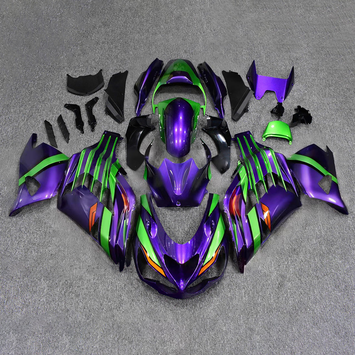 Amotopart 2012-2026 Kawasaki ZX-14R ZZR1400 Purple Green Black Fairing Kit