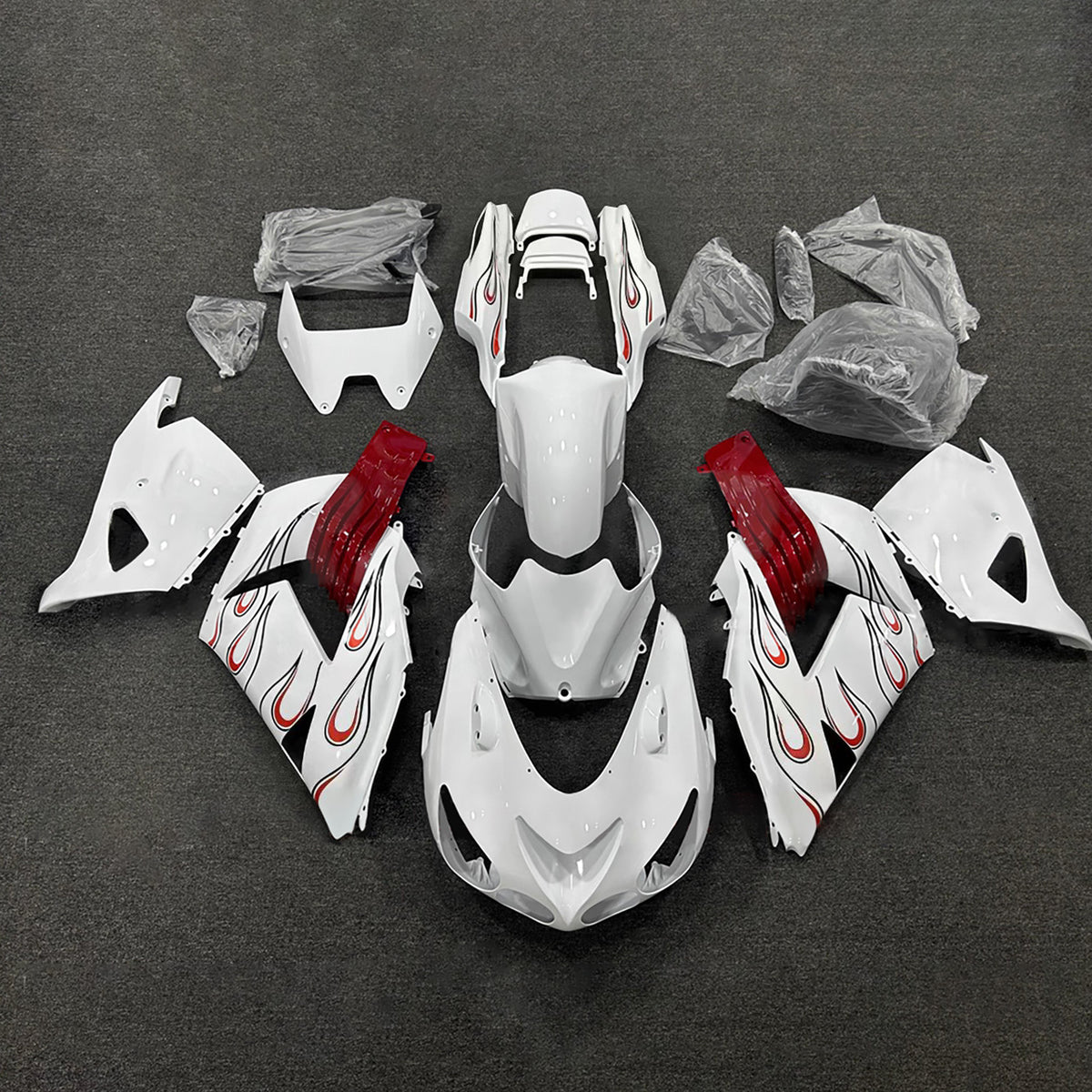 Amotopart 2012-2026 Kawasaki ZX-14R ZZR1400 Gray White Red Black Fairing Kit