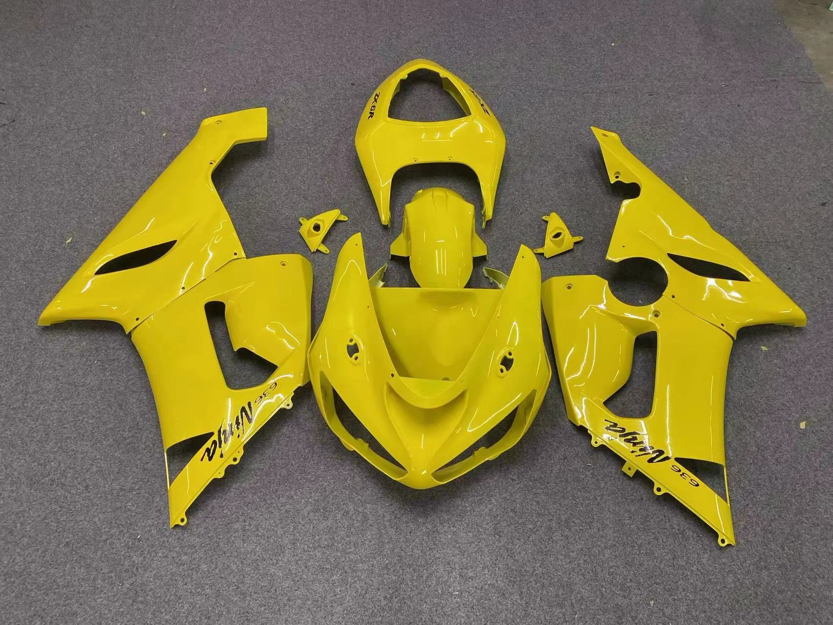 Amotopart 2005-2006 Kawasaki ZX6R 636 Kit de carenado amarillo