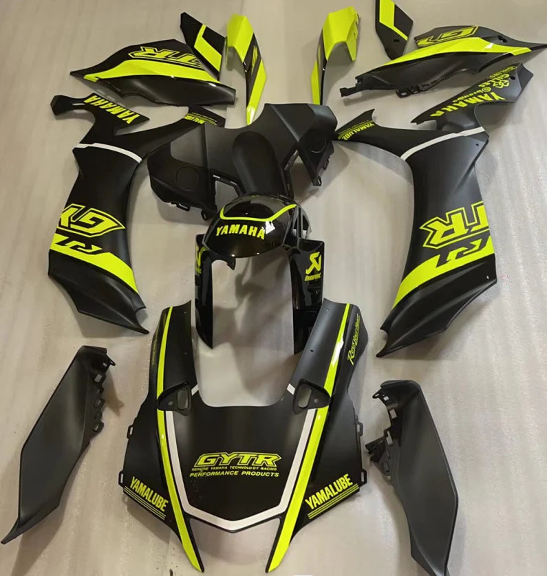 Amotopart Yamaha 2020-2024 YZF R1 Black With Fluorescent Yellow Fairing Kit