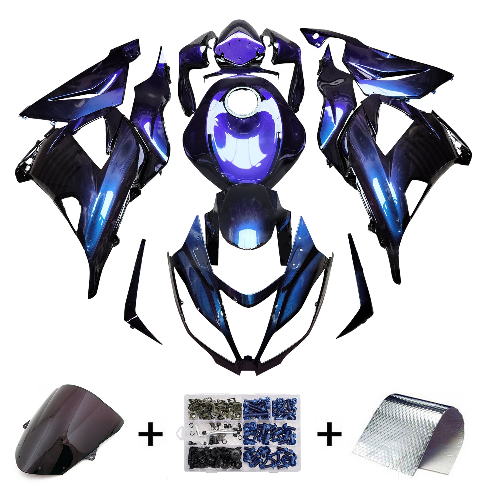 Amotopart 2013-2018 Kawasaki ZX6R 636 Gradient Blue Purple Fairing Kit