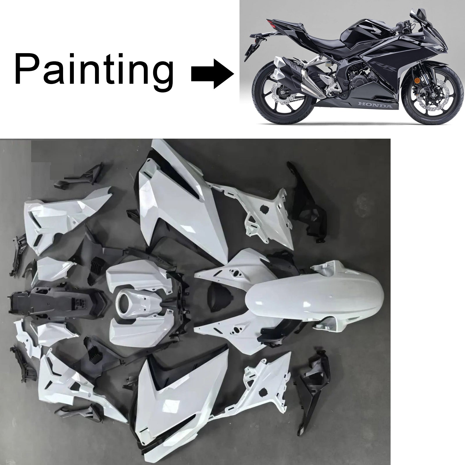 Amotopart 2017-2022 Honda CBR250RR Blck Gray Fairing Kit