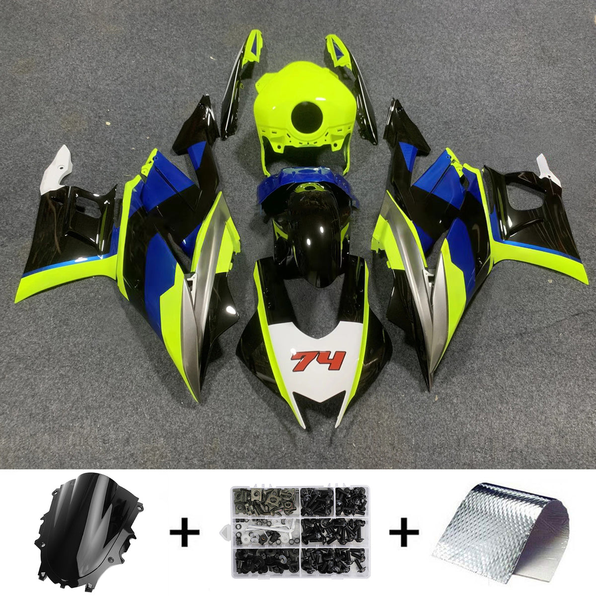 Amotopart 2019-2021 Yamaha YZF-R3 R25 Black Grey Fairing Kit