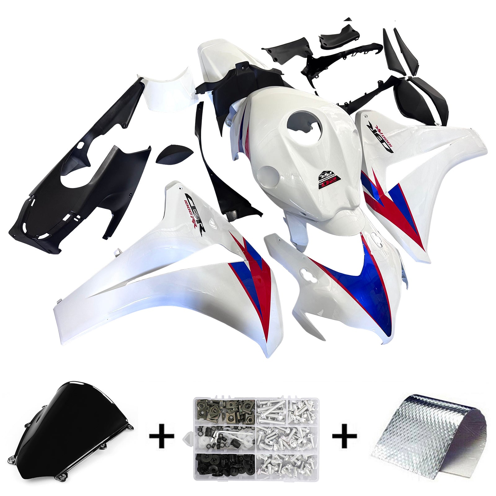 Amotopart 2008-2011 Honda CBR1000RR White Blue Red Fairing Kit
