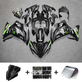 Amotopart 2017-2019 Kawasaki ER6F/Ninja650R Black&Green Style4 Fairing Kit