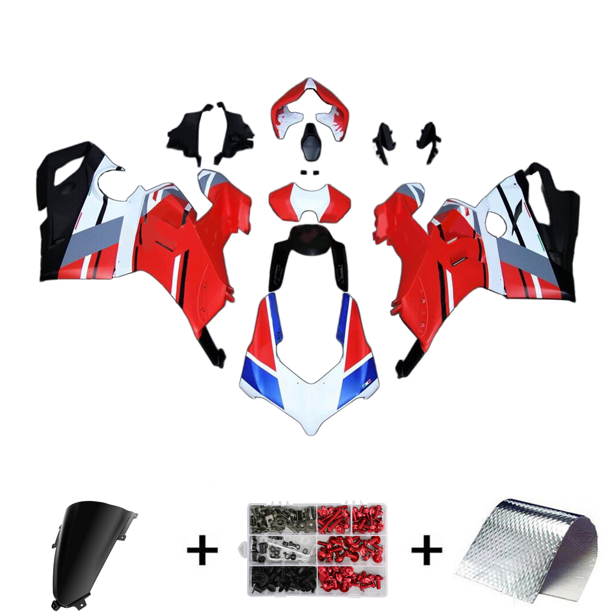 Amotopart 2020-2021 Ducati Panigale V4 V4S Red Blue White Fairing Kit