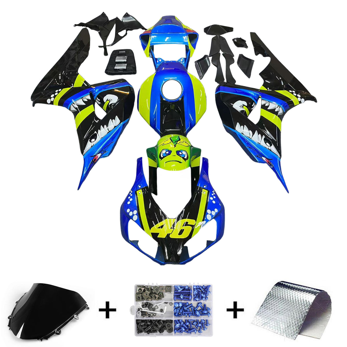 Amotopart 2006-2007 Honda CBR1000RR Blue Yellow Fairing Kit