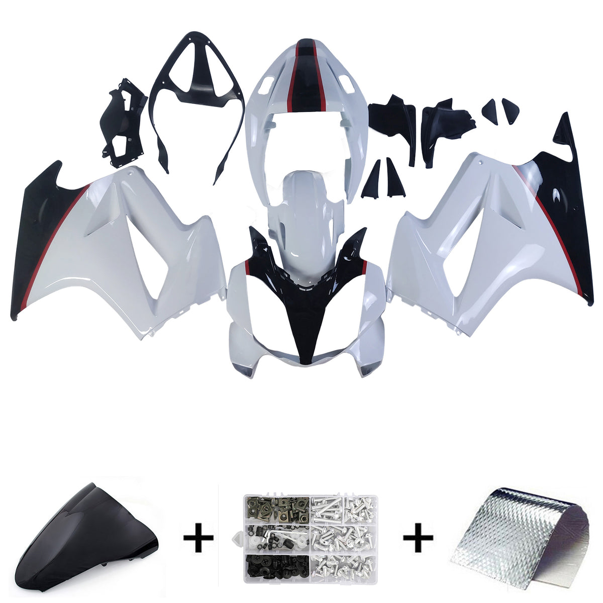 Amotopart 2002–2012 Honda VFR800 Weiß Schwarz Verkleidungsset