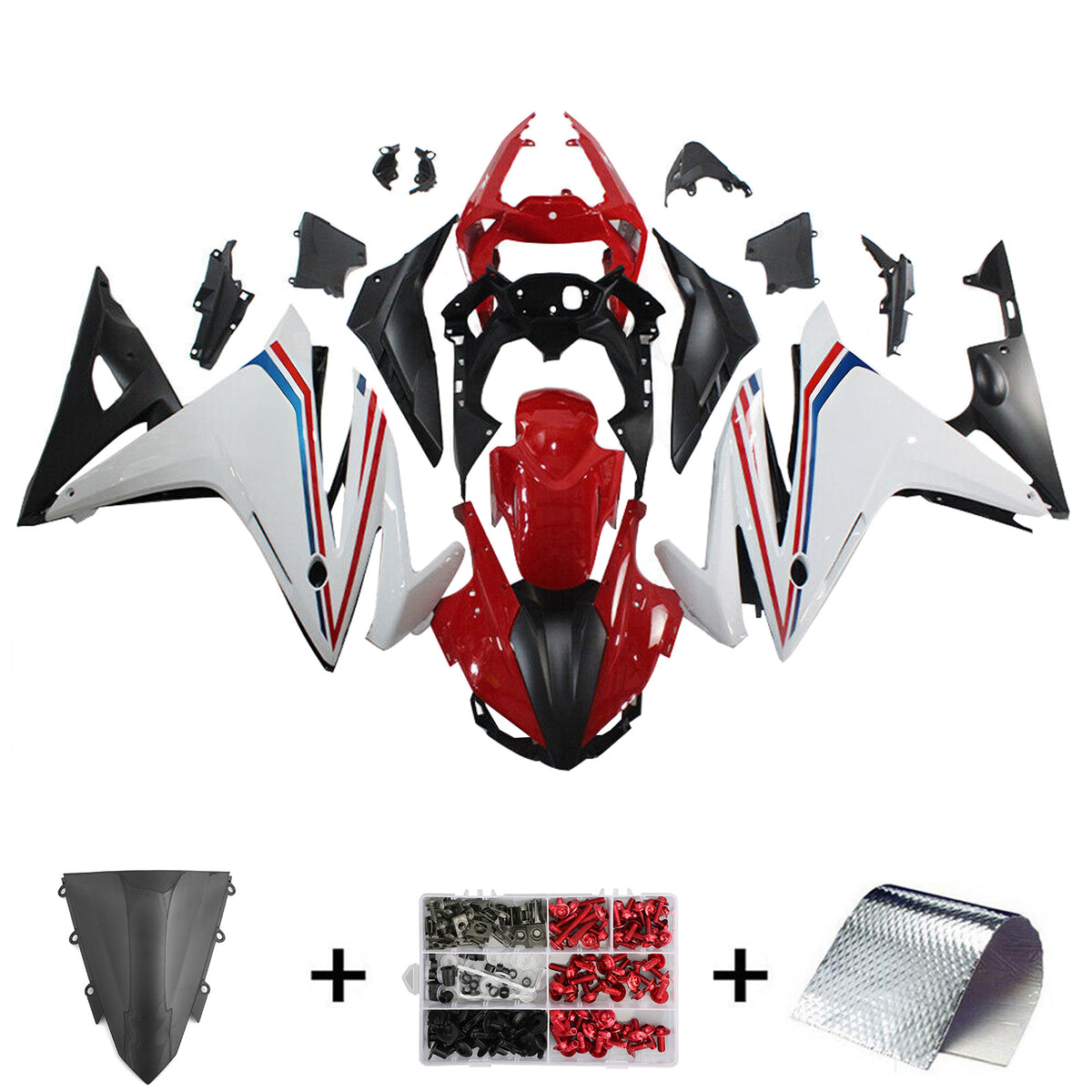 Amotopart 2016-2018 Honda CBR500R White Red Fairing Kit