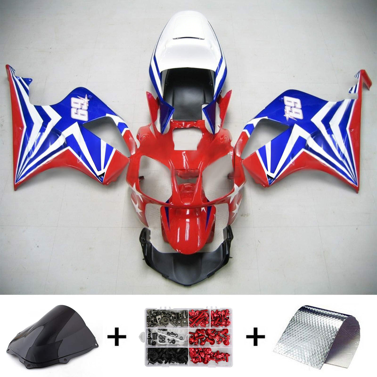 Amotopart 2000-2006 Honda VTR1000 RC51 Black Grey Fairing Kit