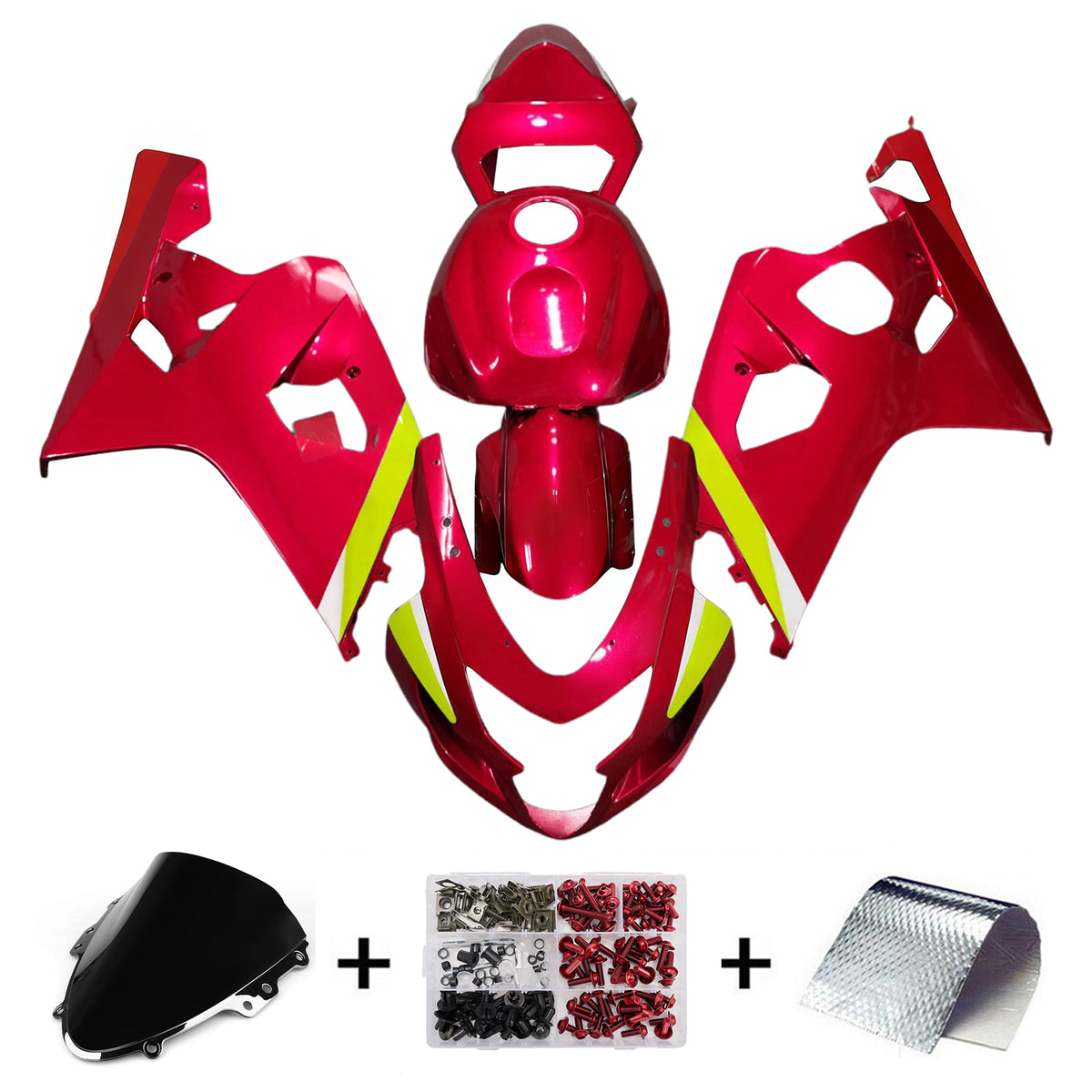 Amotopart 2004-2005 Suzuki GSX-R600 750 K4 Pink Red White Fairing Kit