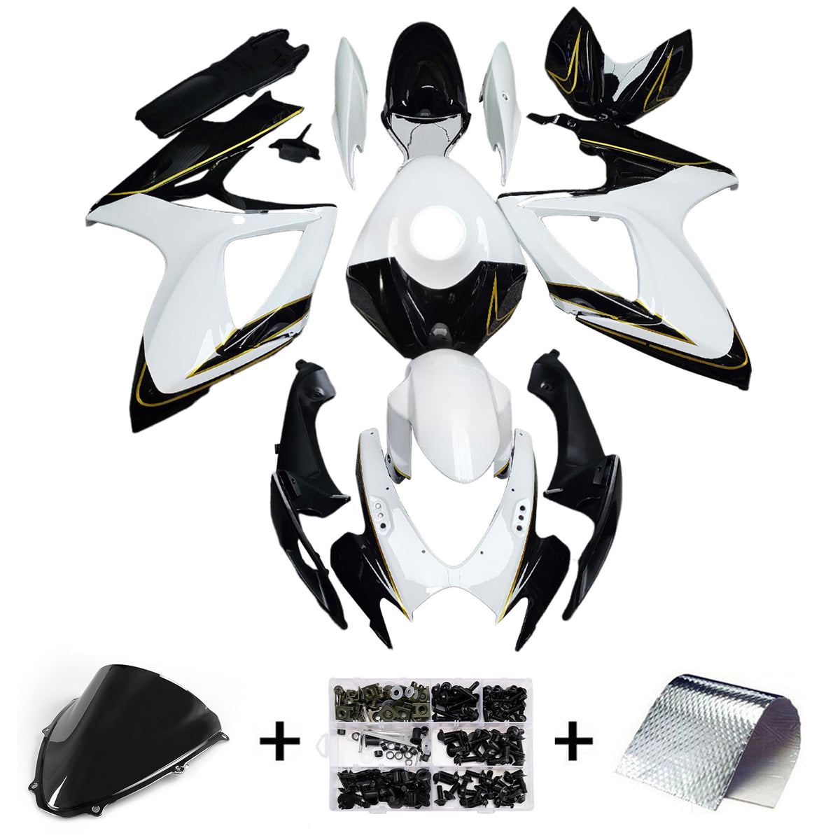 Amotopart 2006–2007 Suzuki GSX-R600 750 K6 schwarzes Verkleidungsset