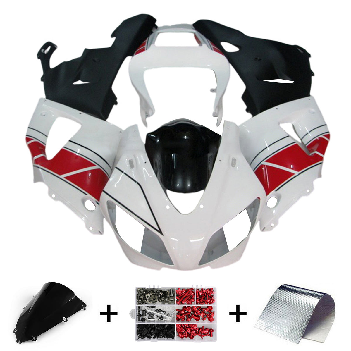 Amotopart 1998-1999 Yamaha YZF-R1 Black Gray Red White Fairing Kit