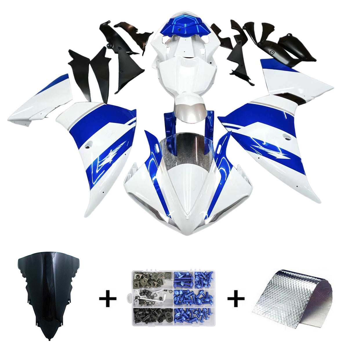 Amotopart 2009-2011 Yamaha YZF-R1 White Blue Black Fairing Kit