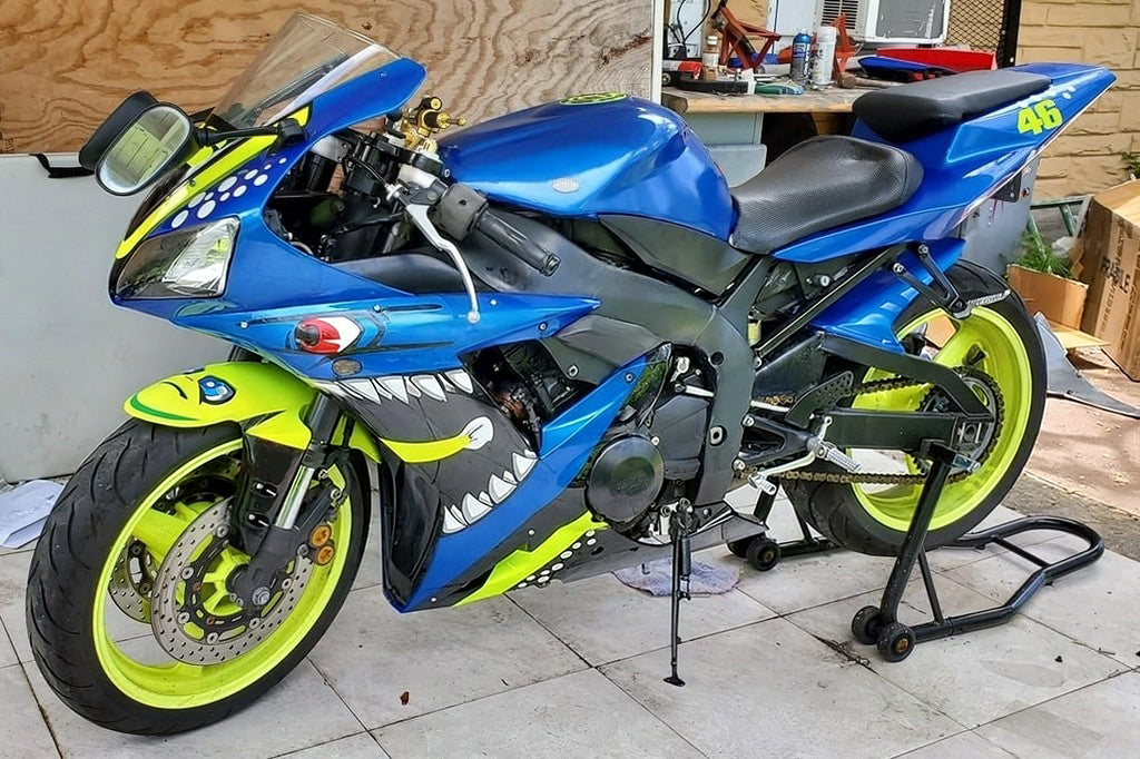 Amotopart 2005 Yamaha YZF-R6 Blue Grey Black Fairing Kit