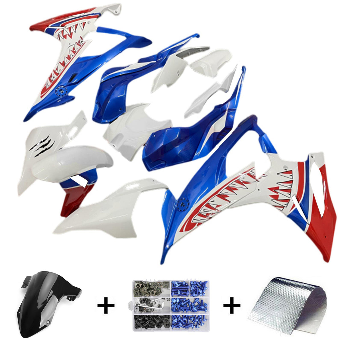 Amotopart 2019-2022 BMW M1000RR S1000RR White Blue Fairing Kit