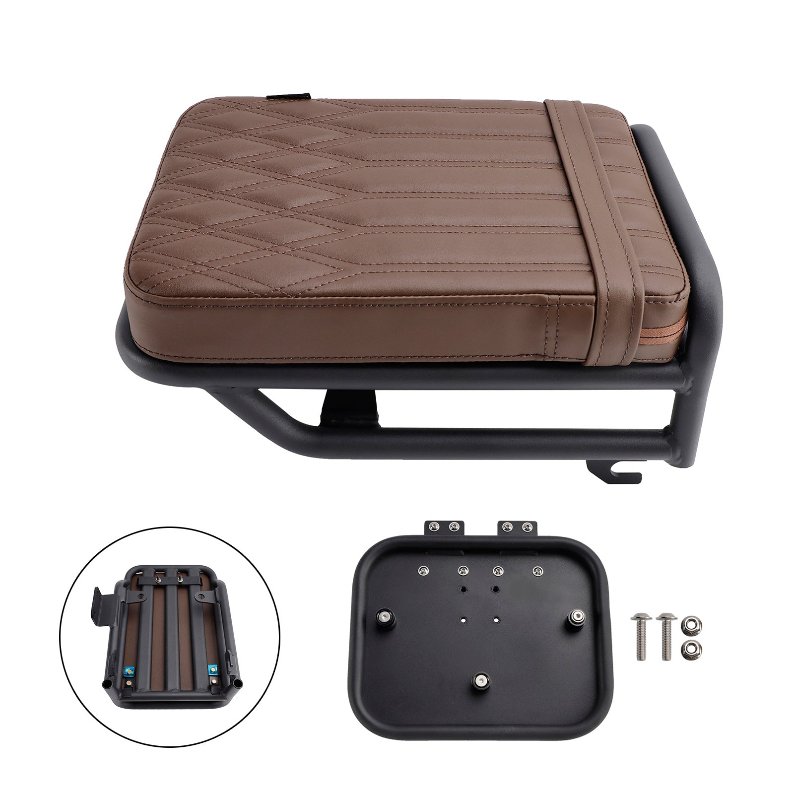20-23 Honda Ct125 Huntercub Rear Seat Cushion W/ Saddlebag Bracket Kit Black