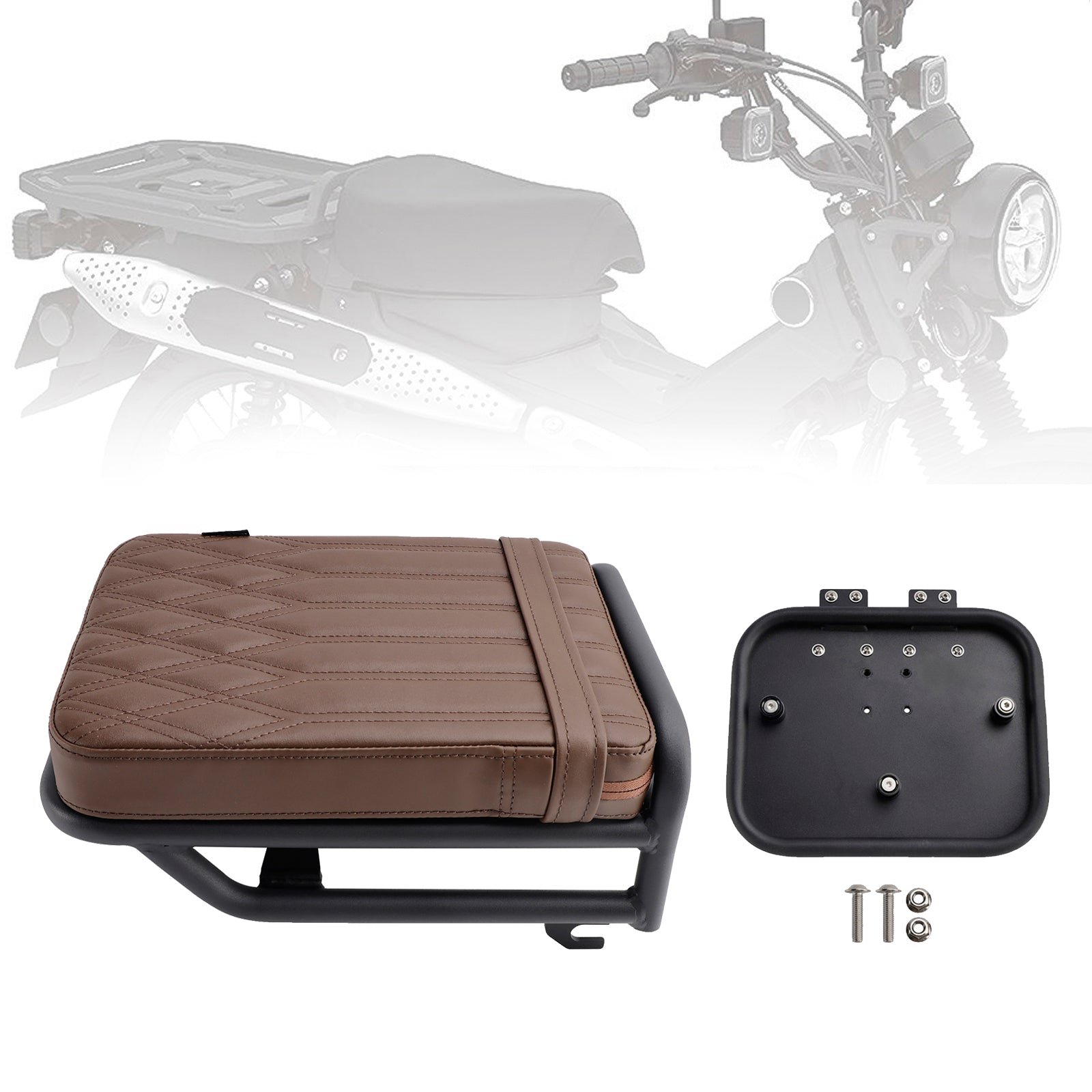 20-23 Honda Ct125 Huntercub Rear Seat Cushion W/ Saddlebag Bracket Kit Black