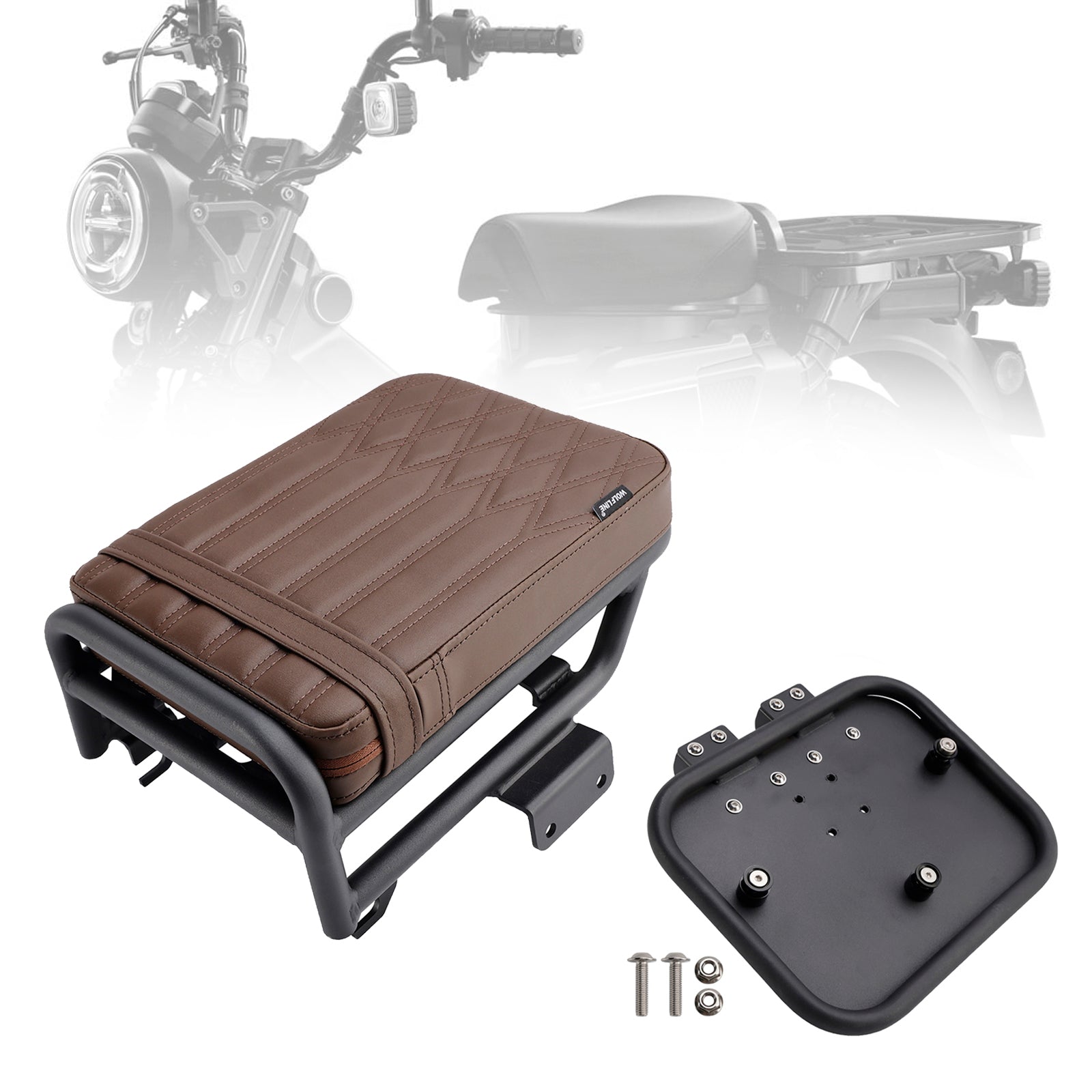 20-23 Honda Ct125 Huntercub Rear Seat Cushion W/ Saddlebag Bracket Kit Black