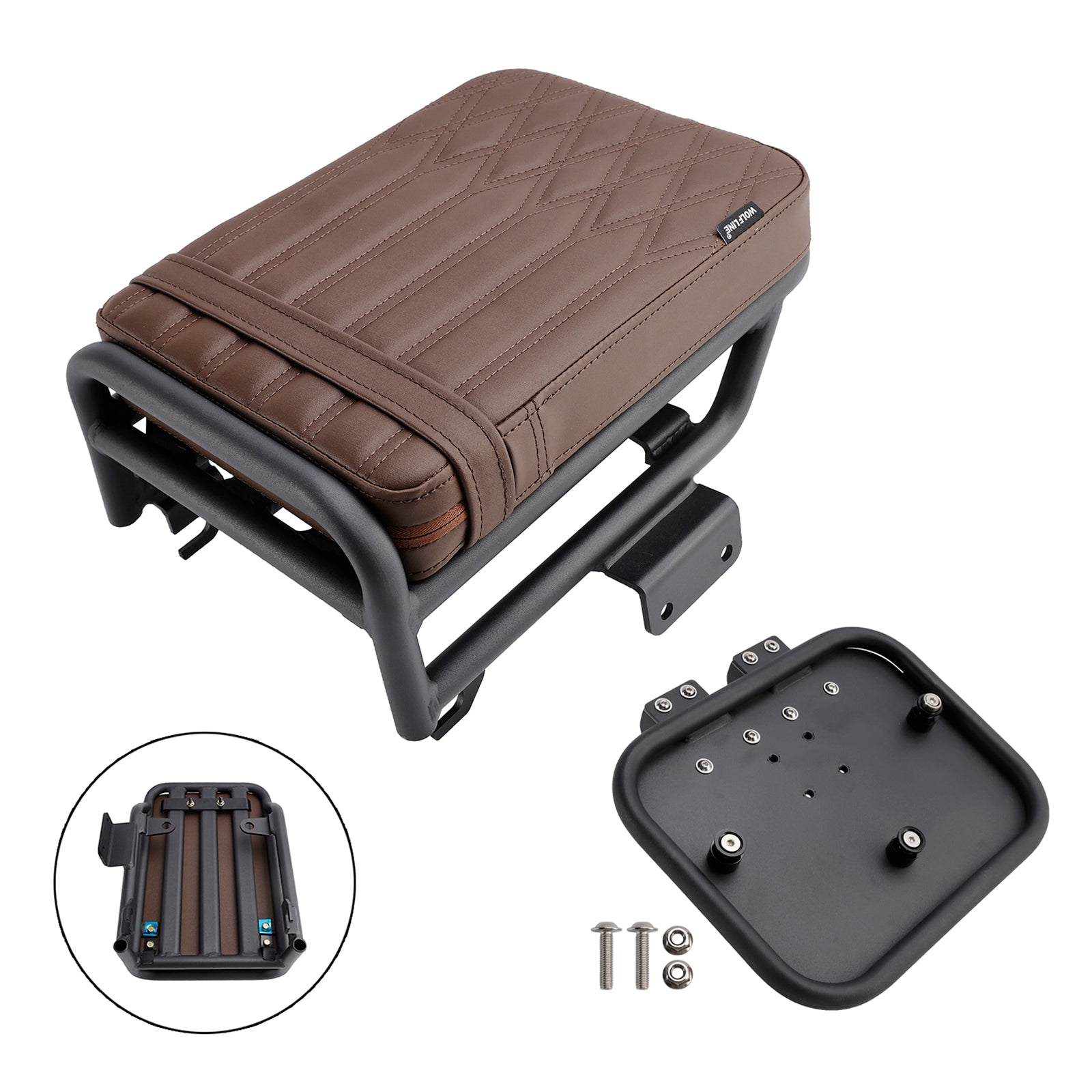 20-23 Honda Ct125 Huntercub Rear Seat Cushion W/ Saddlebag Bracket Kit Black