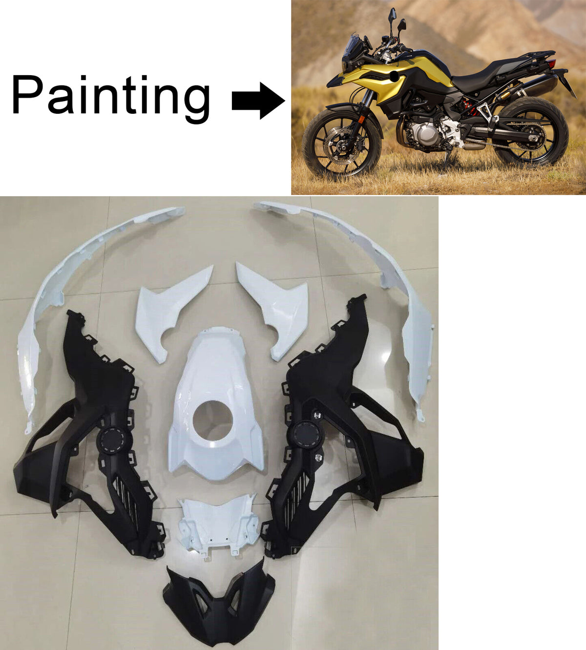 Amotopart 2018–2022 BMW F750GS F850GS Schwarzgold Verkleidungsset