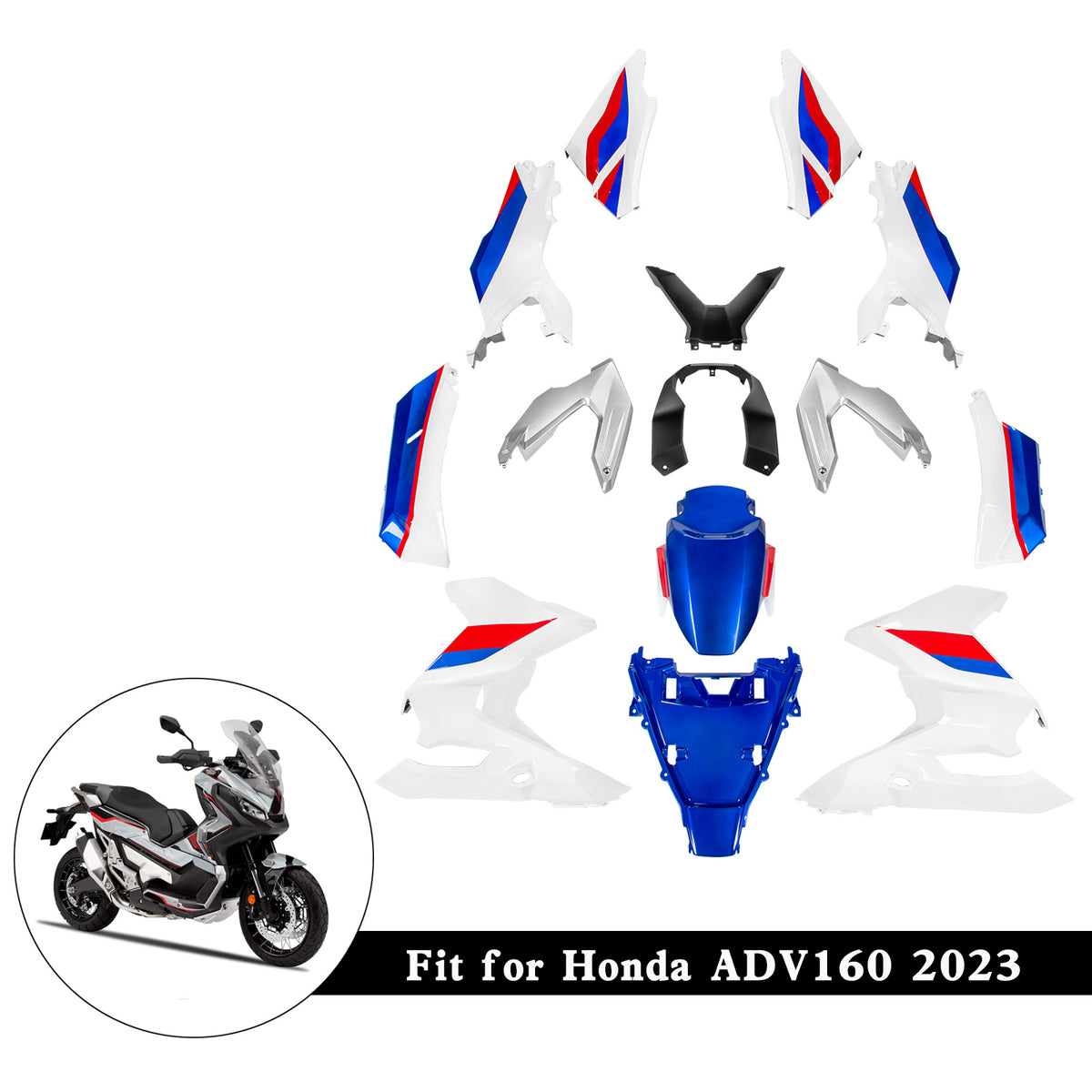 Amotopart 2023-2025 Honda ADV160 White Blue Fairing Kit