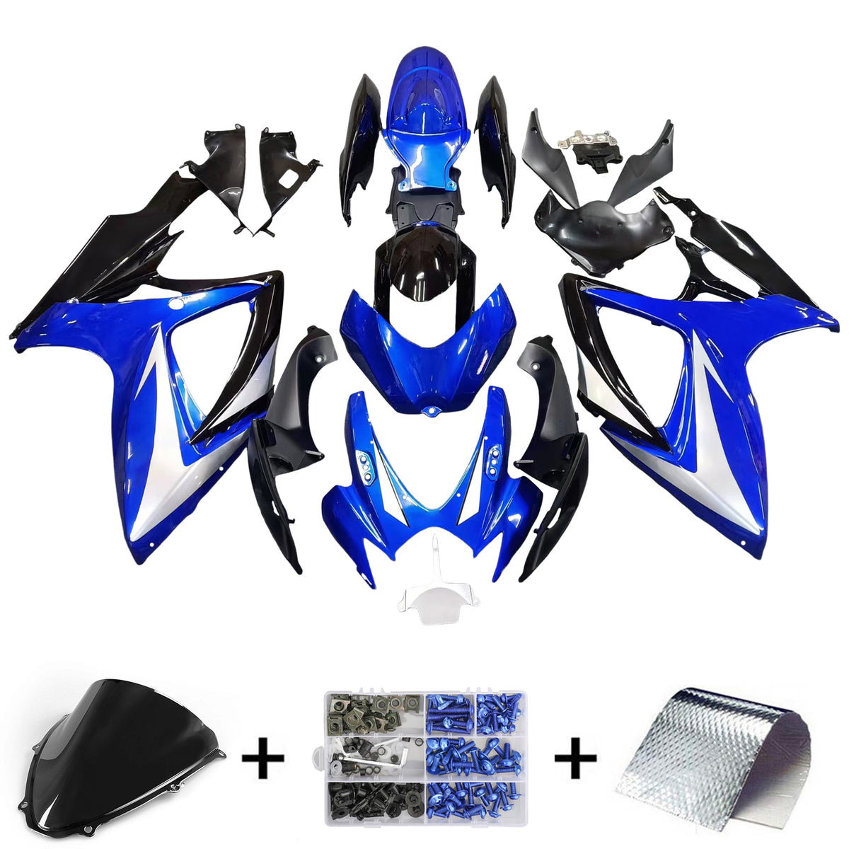 Amotopart 2006–2007 Suzuki GSX-R600 750 Blau Weiß Schwarz Verkleidungsset
