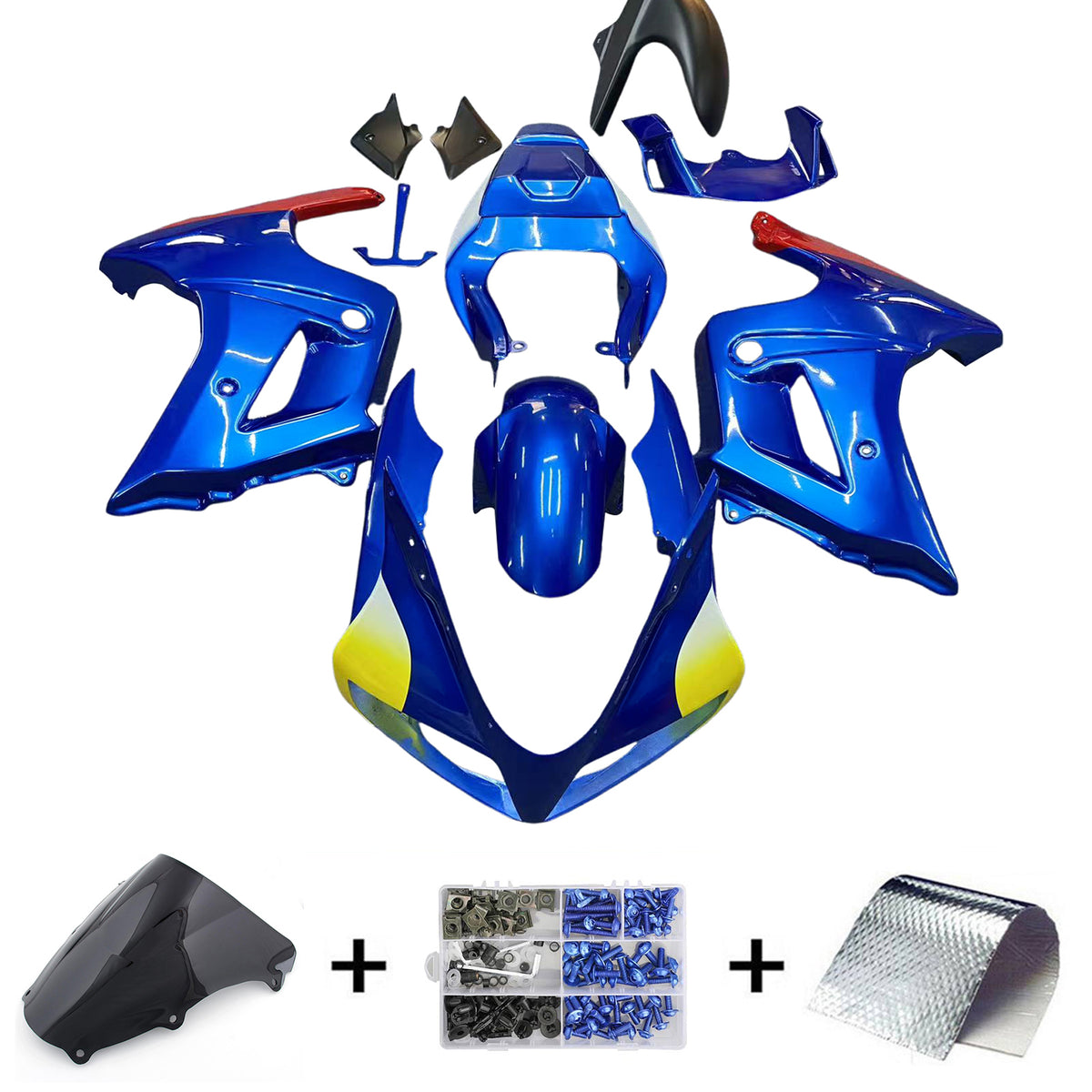 Amotopart 2003-2013 Suzuki SV650 Blue Yellow Fairing Kit