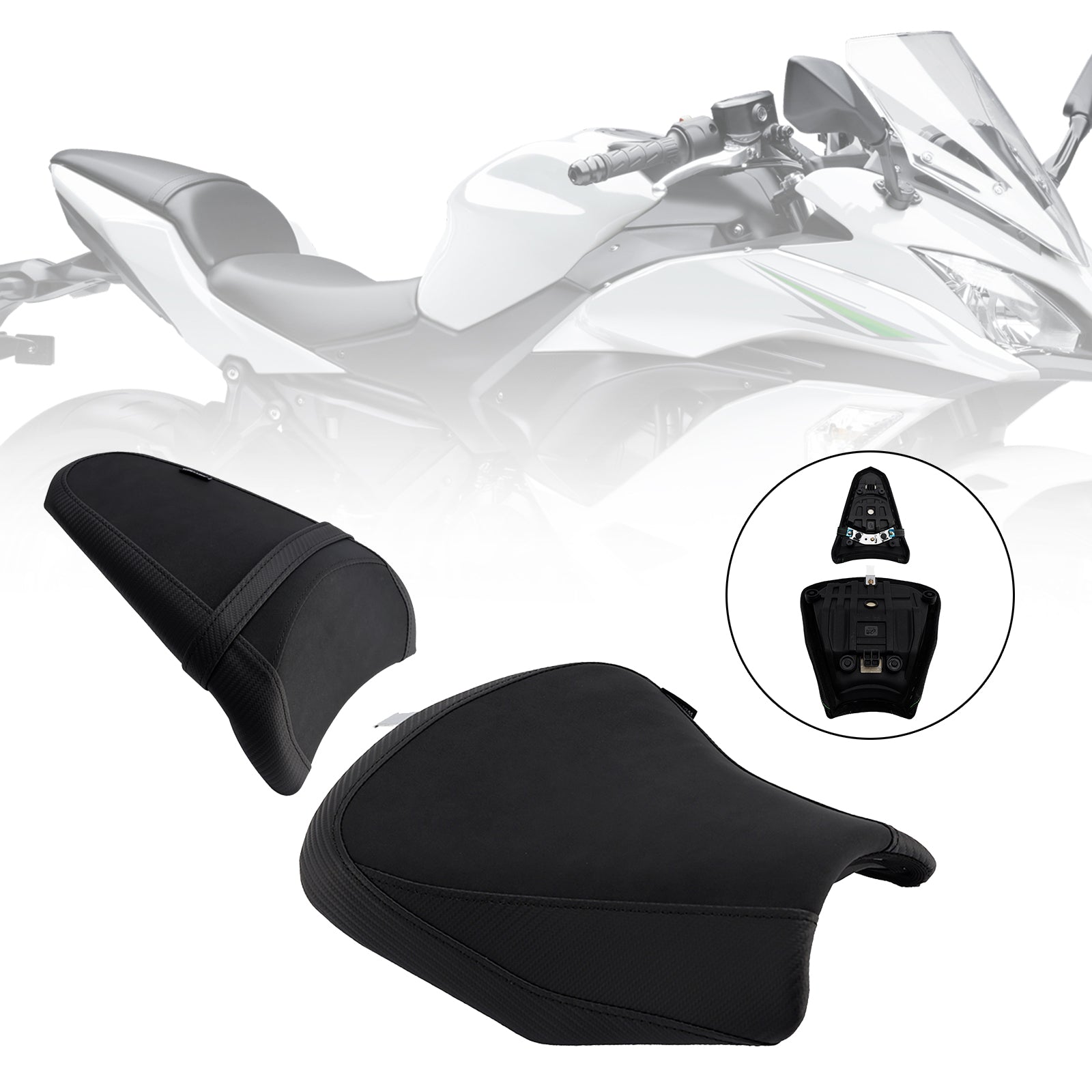 17-25 Kawasaki Ninja 650 Z650 Front&Rear Raider Passenger Cushion Kit Black