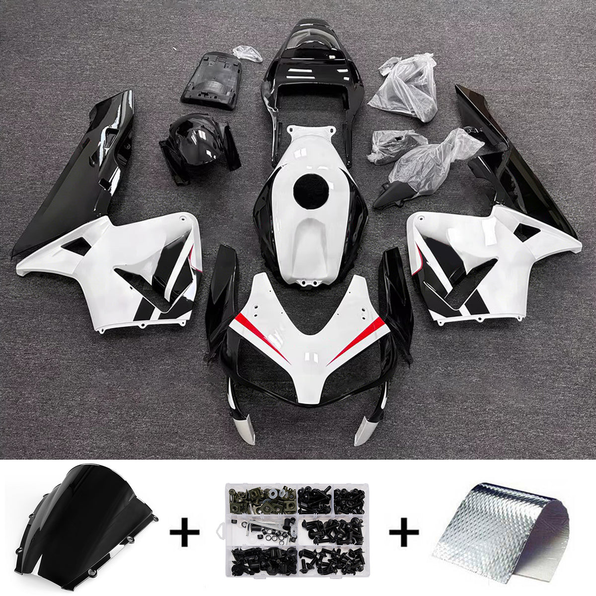 Amotopart 2003-2004 Honda CBR600RR F5 White Black Fairing Kit