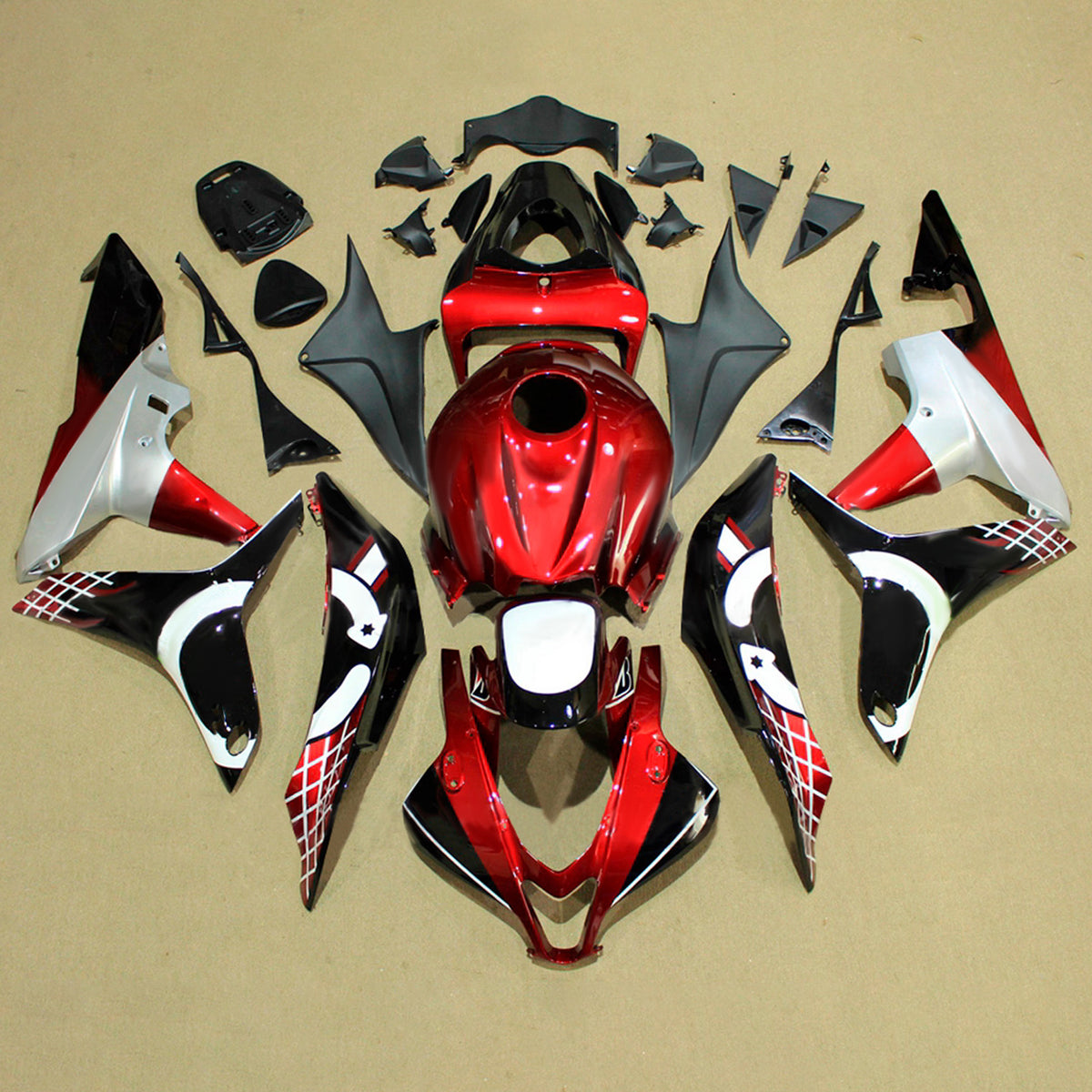 Amotopart 2007-2008 Honda CBR600RR F5 rood-zwarte kuipset