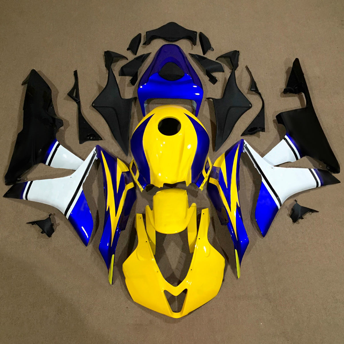 Amotopart 2007-2008 Honda CBR600RR F5 Yellow Blue Fairing Kit